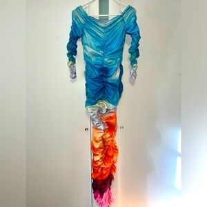 Multicolor Maxi Dress Long Sleeve
